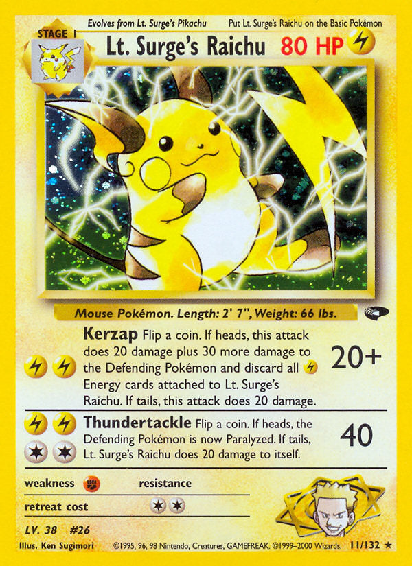 Gym Challenge Holo Lt. Surge's Raichu #11/132 unlimited